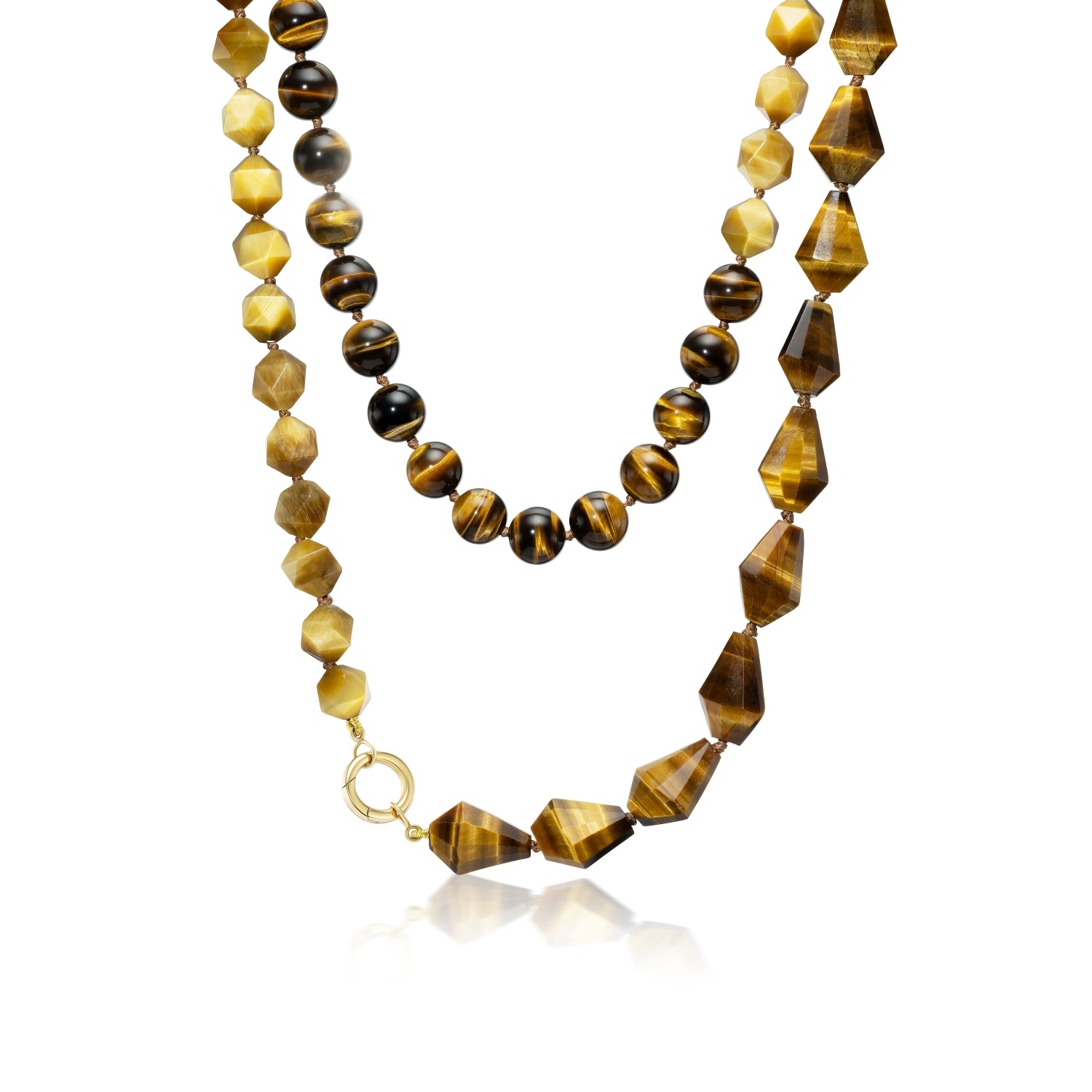 Mixed Faceted Beaded Golden Tiger's Eye Necklace