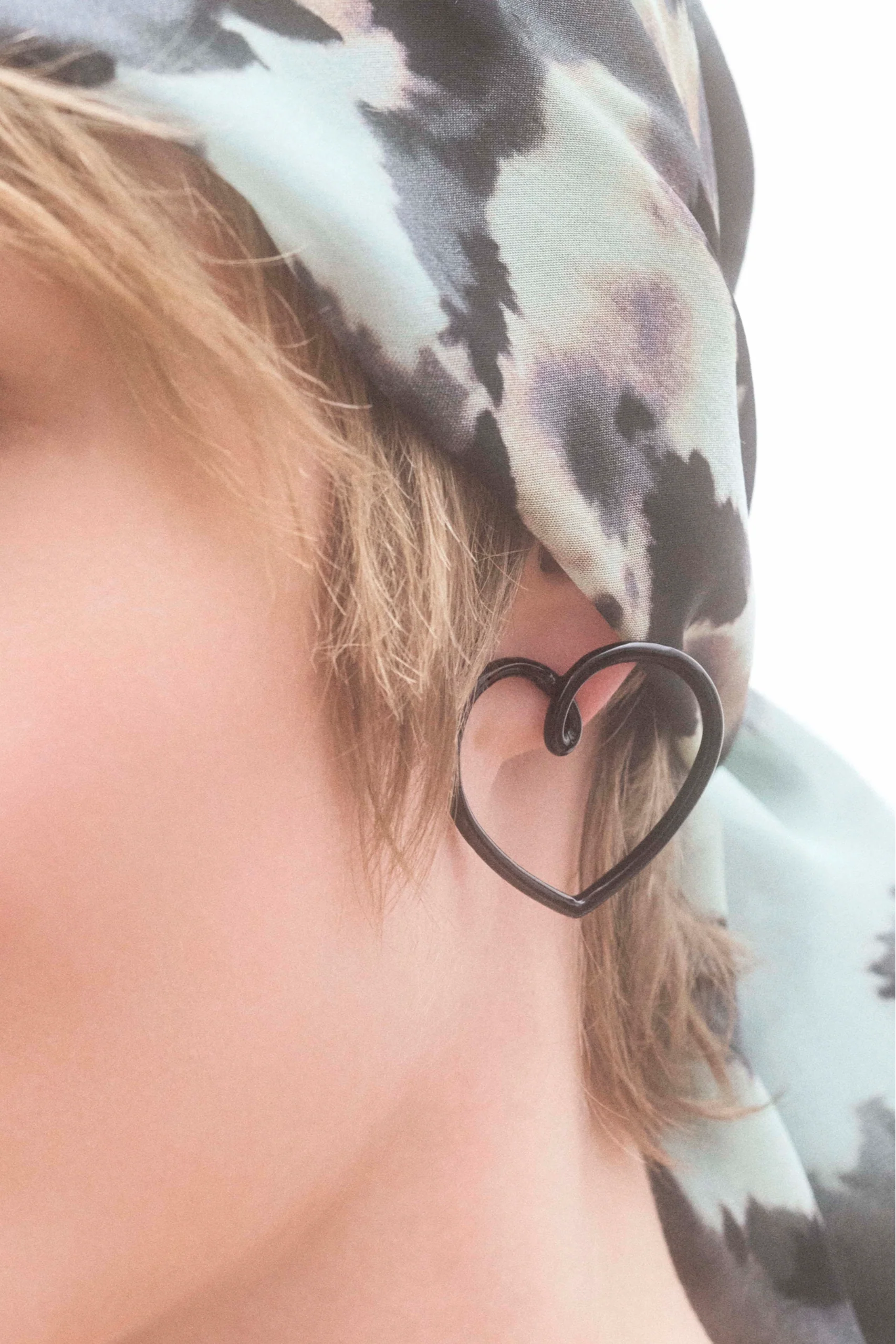 Black Enamel Big Love Earrings