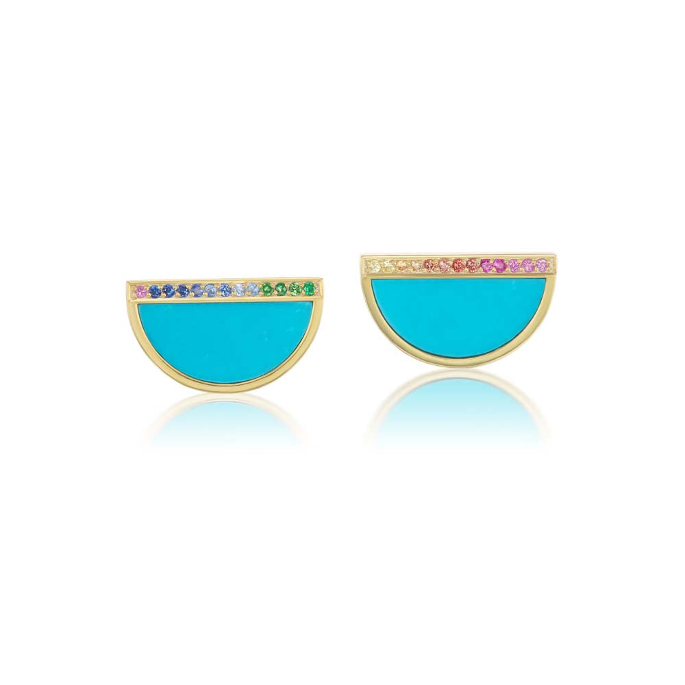 Ora Rainbow Aqua Half an Hour Mini Sapphire Earrings