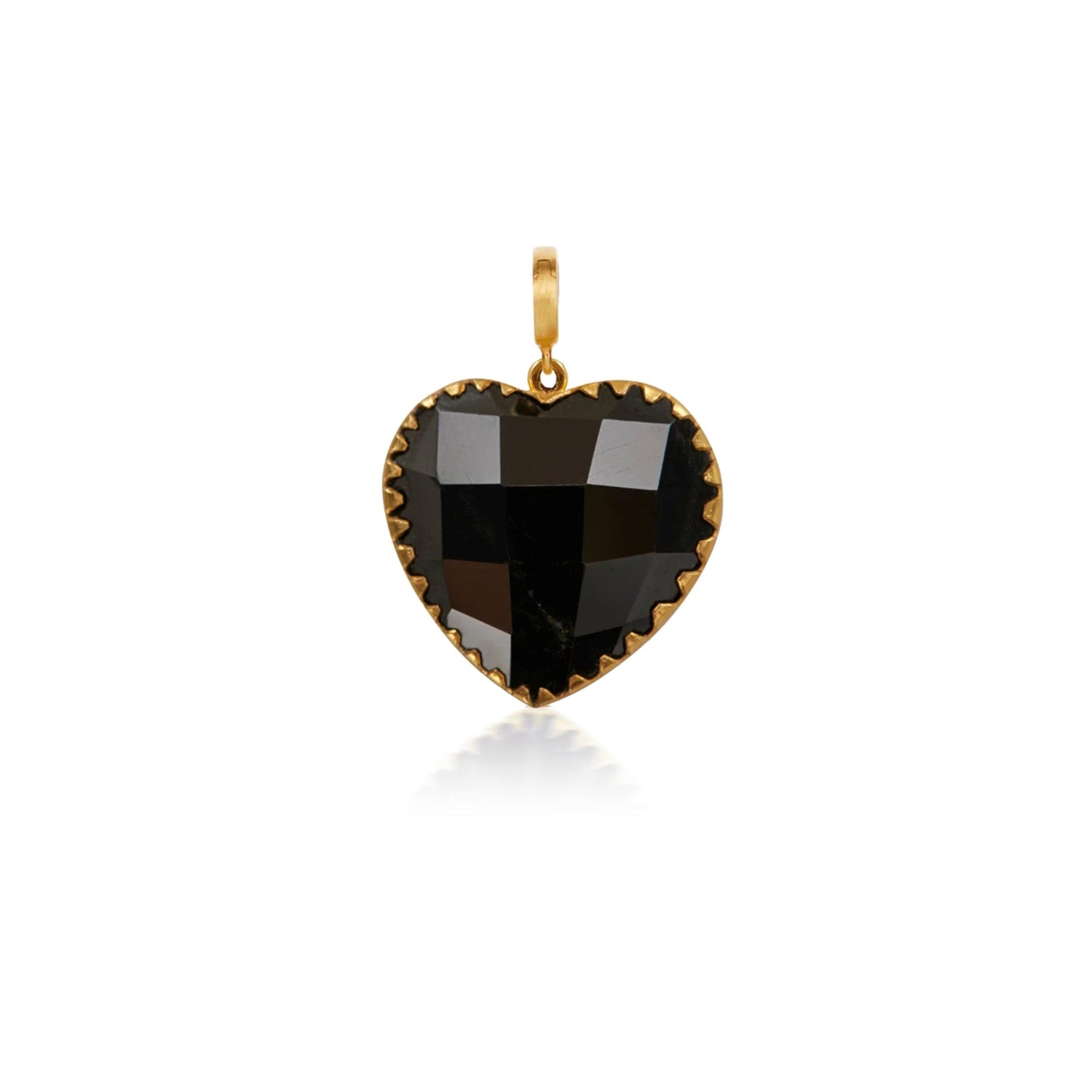 Medium Black Agate Heart Charm