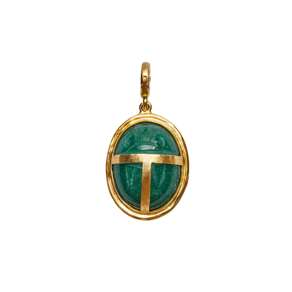 A Christina Alexiou Scarab Aventurine Pendant.