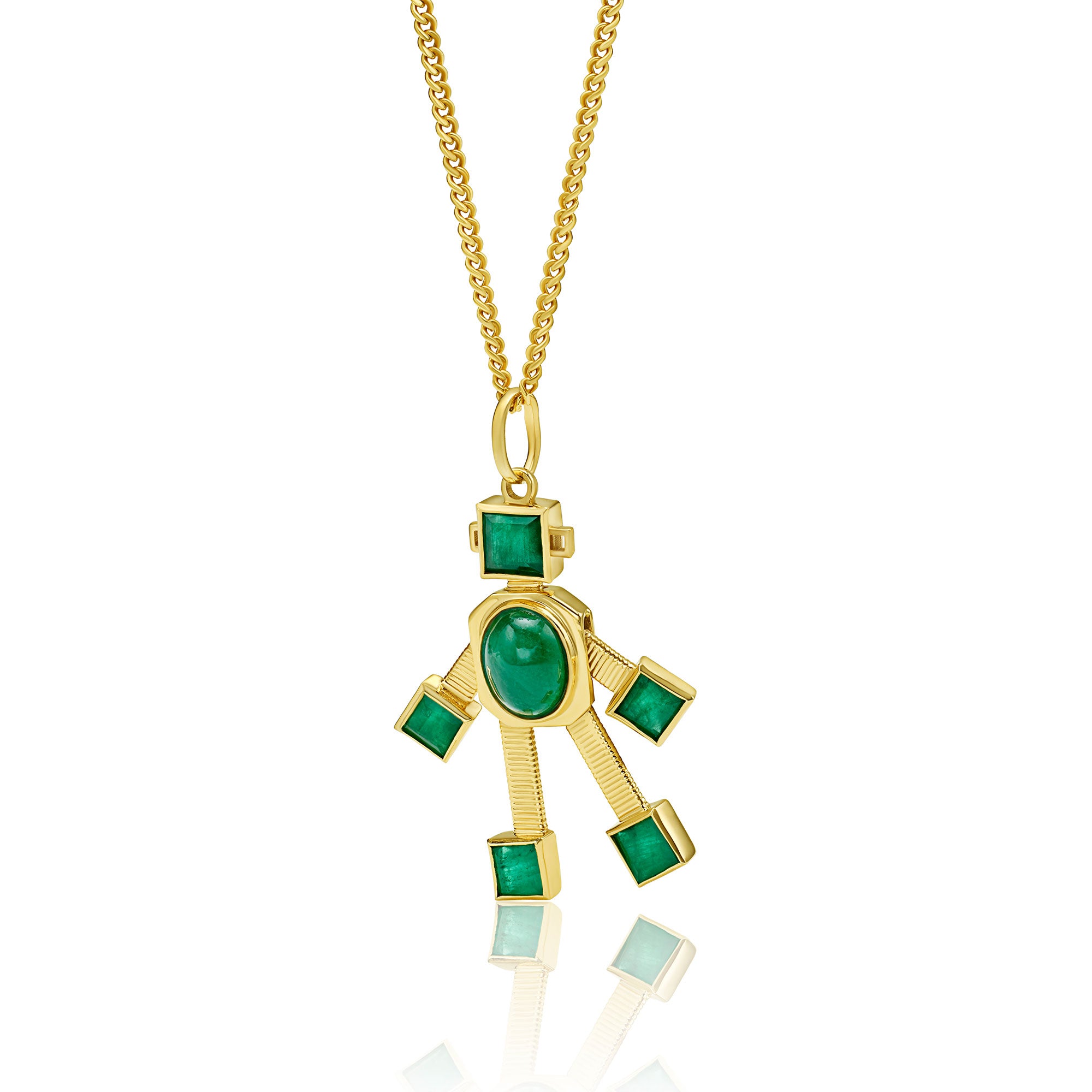 Emerald Reggy Robot Pendant