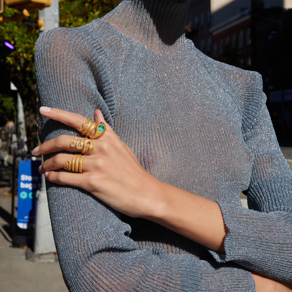 White Diamond Snake Ring