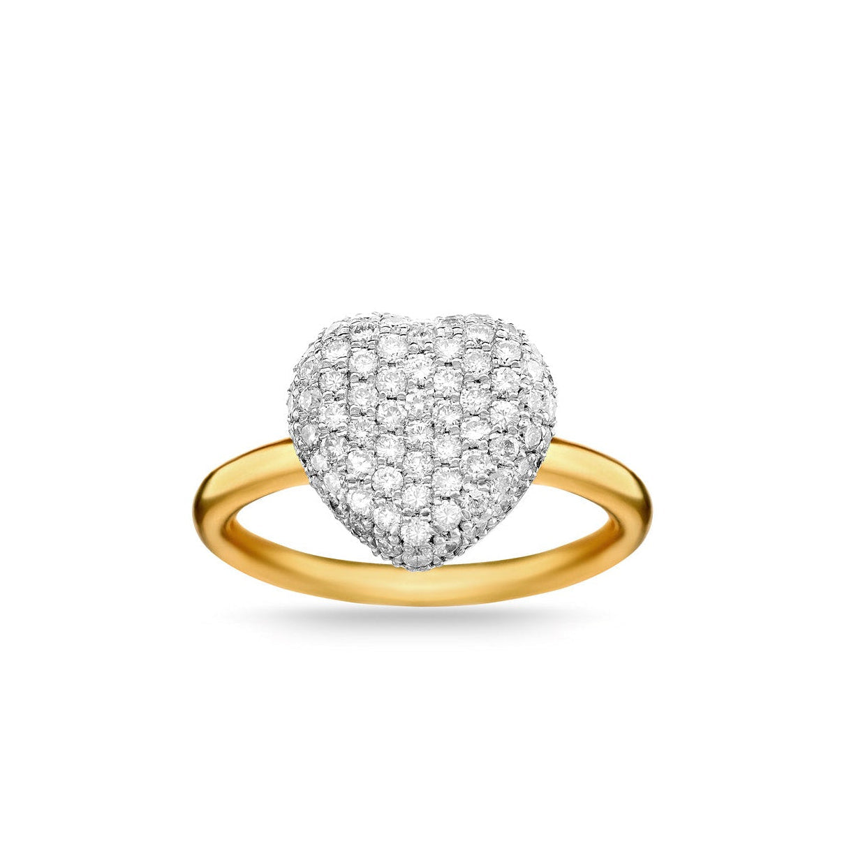 Bella Large Pavé White Diamond Ring in Yellow Gold
