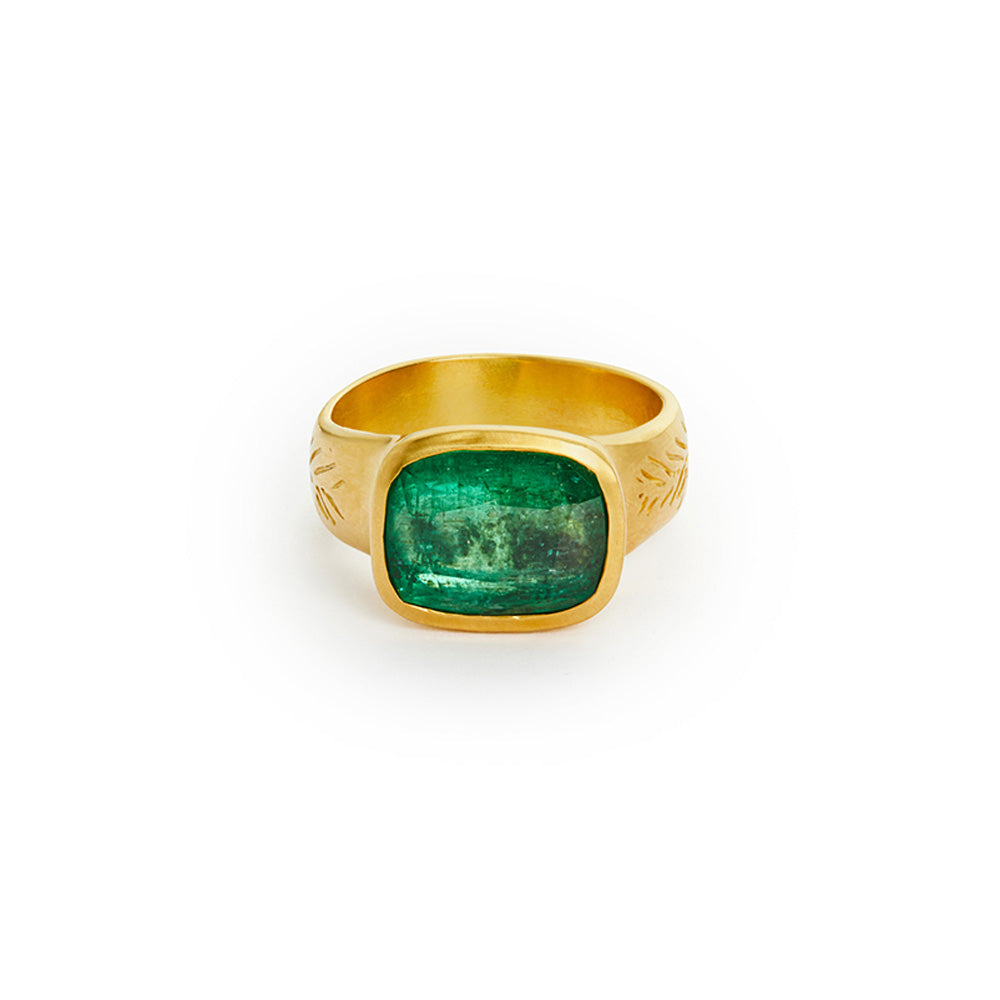Emerald Olive Branch Ring