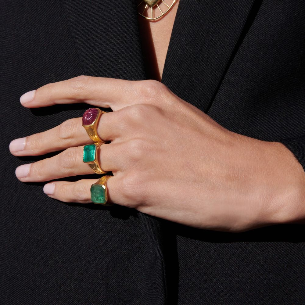 Pink Tourmaline Olive Branch Ring