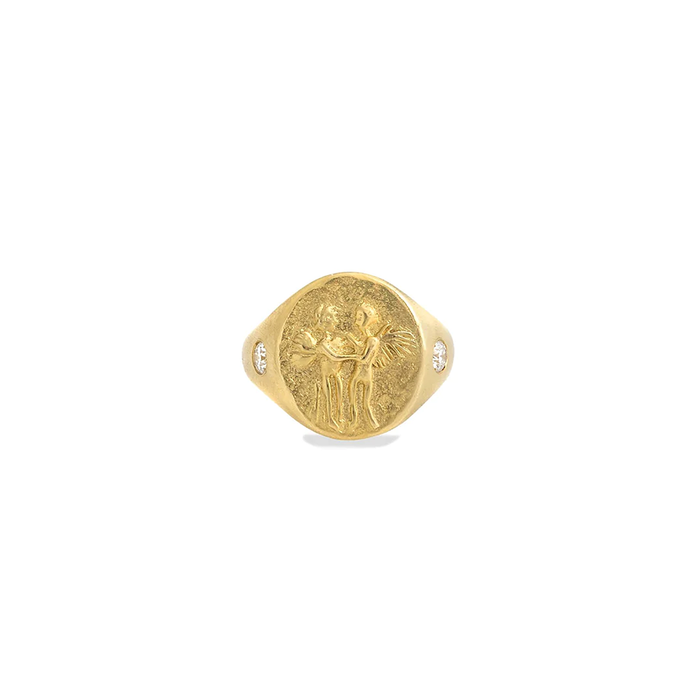 Diamond Eros & Psyche Signet Ring