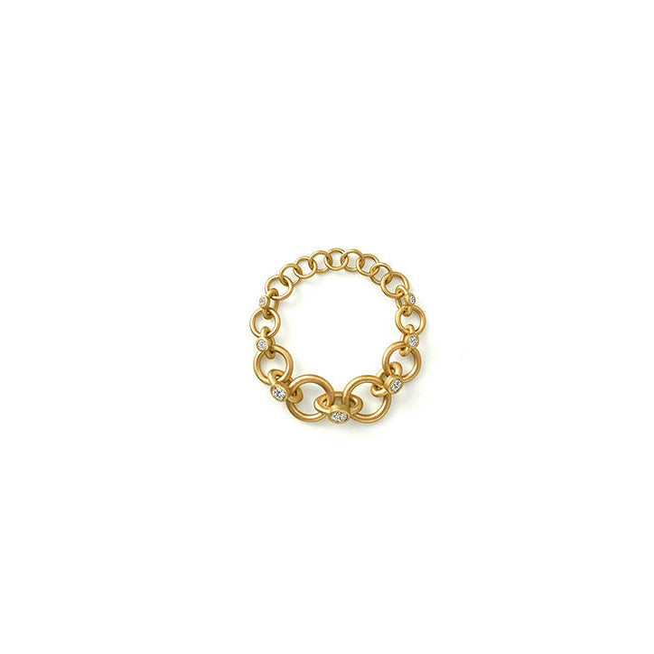 Yellow Gold and Diamond Link Ring 01