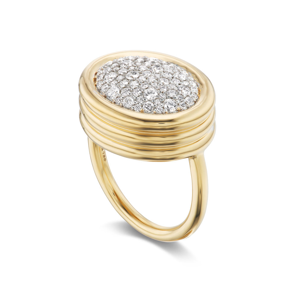 Gold Scuba Ring with Diamond Pavé
