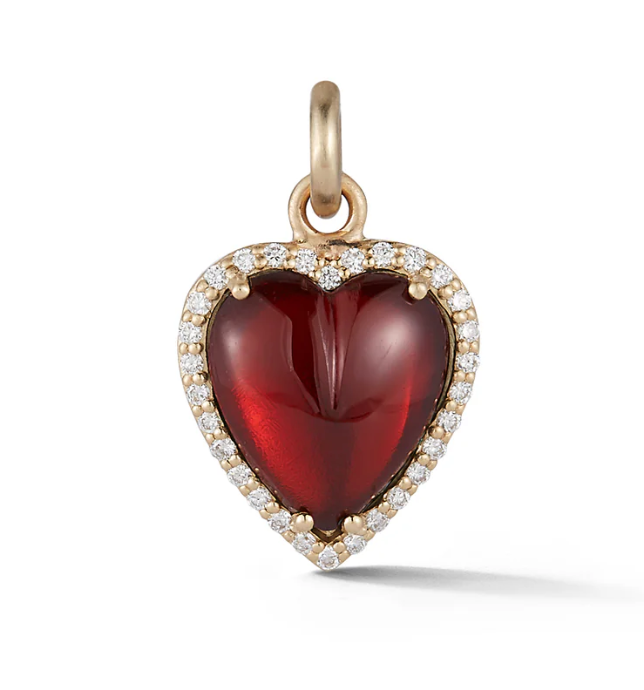 Gold Diamond & Garnet Alana Heart Charm