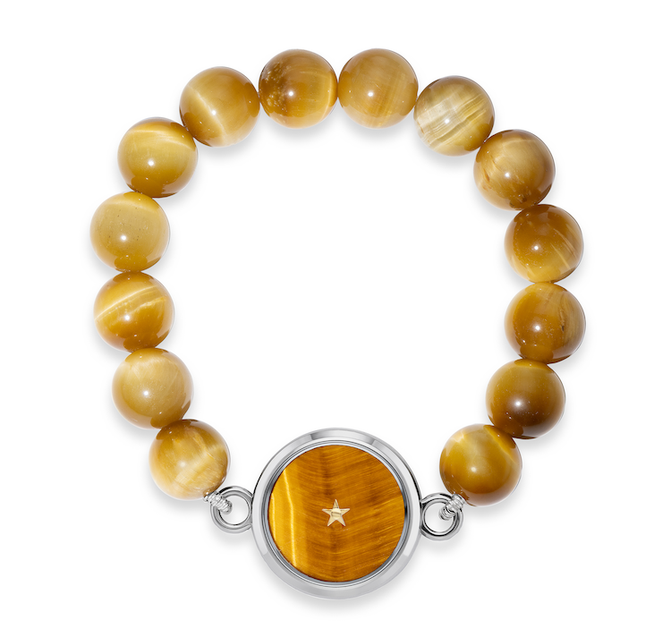 Tiger's Eye Carpe Diem Beaded Bracelet in Titanium