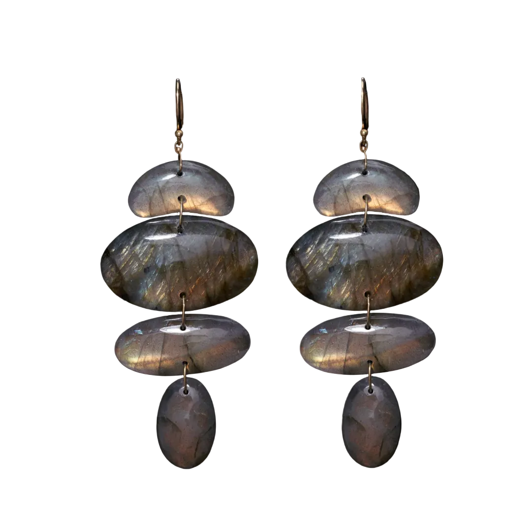 Labradorite Oval Totem Earrings