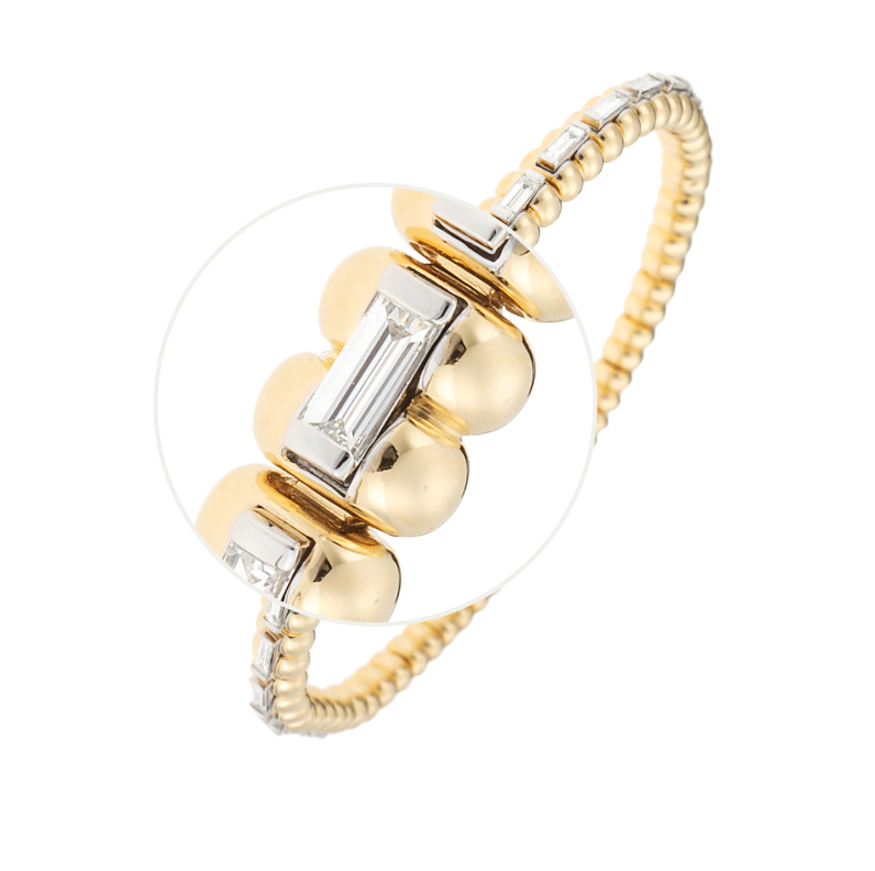 White Diamond Baguette Spectrum Bracelet in Yellow Gold