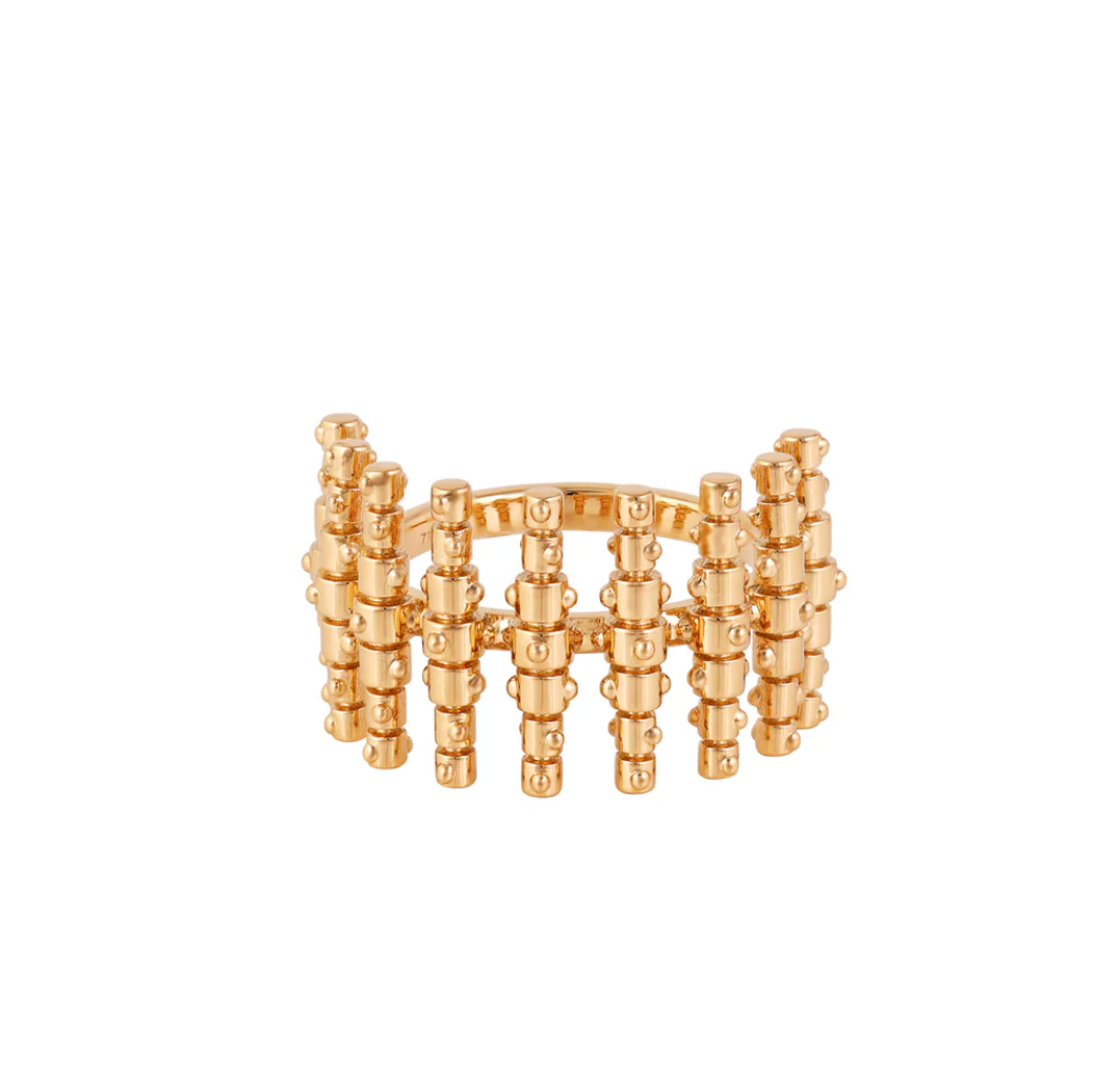 Jali breeze 9-bar ring in Yellow Gold