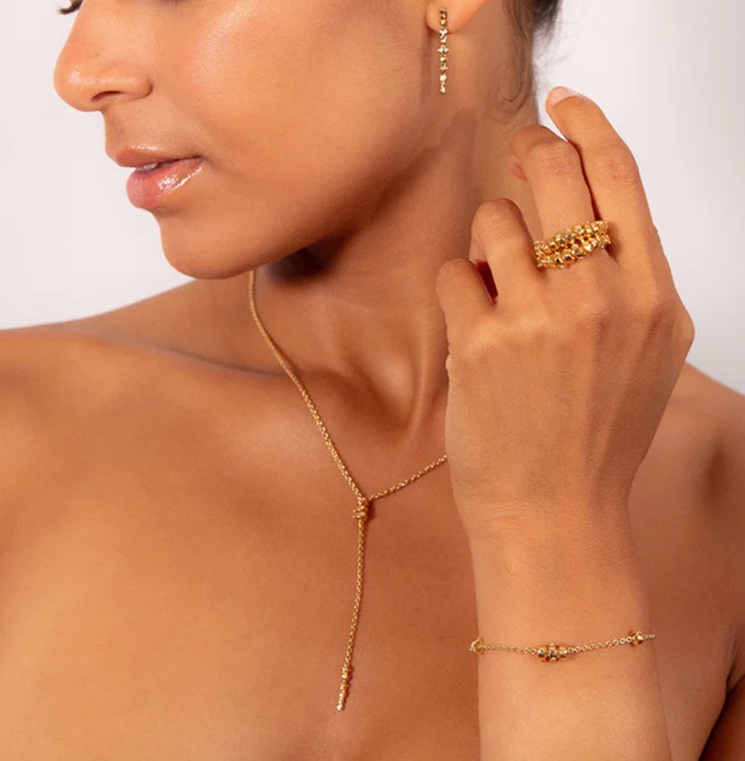 Jali breeze drop chain necklace in yellow gold