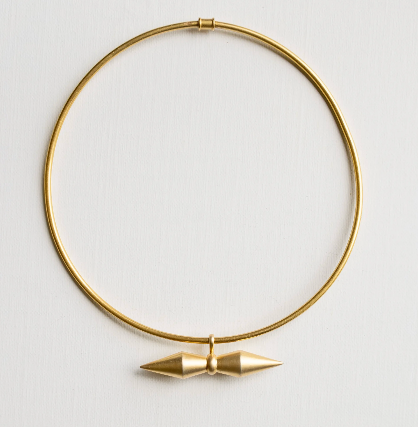 Handcrafted Solid Torque Collar Necklace in Yellow Gold