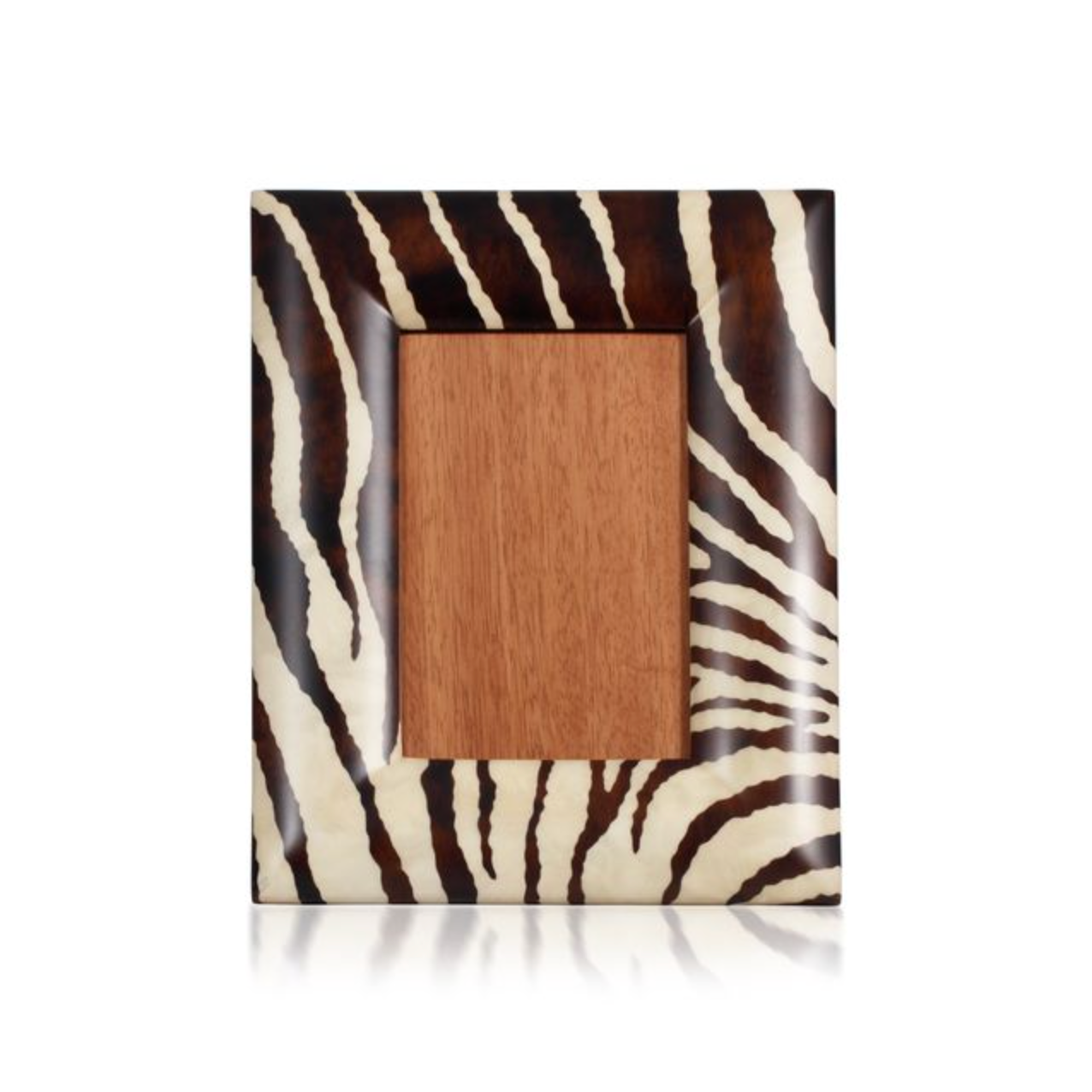 Rectangular marquetry frame with zebra print