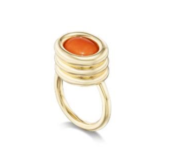 Cabochon Red Coral mini Scuba ring