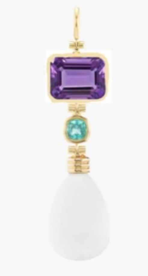 Porto pendant with Amethyst, Emerald, Cachalong and Diamond