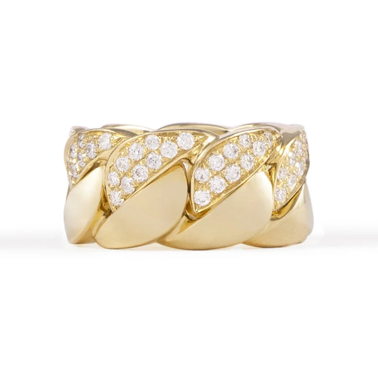 White Diamond Dip Versa Ring in Yellow Gold