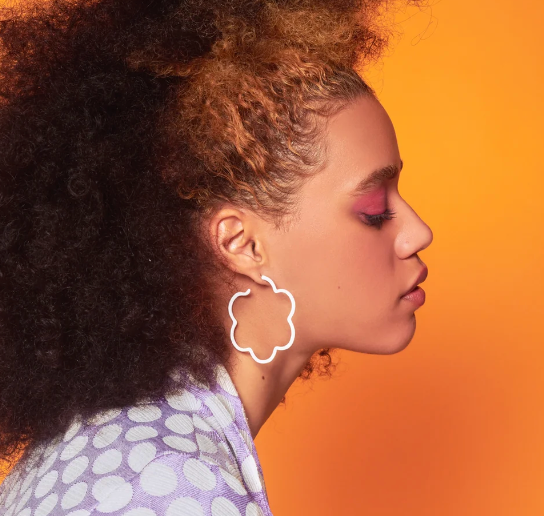 Large White Flower Power Hoops