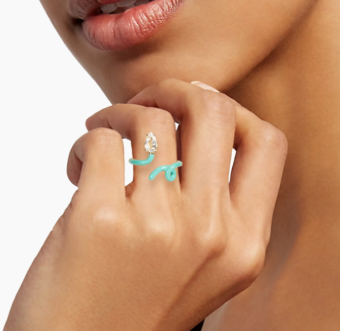 Hint of Mint Baby Vine Ring with Rock Crystal