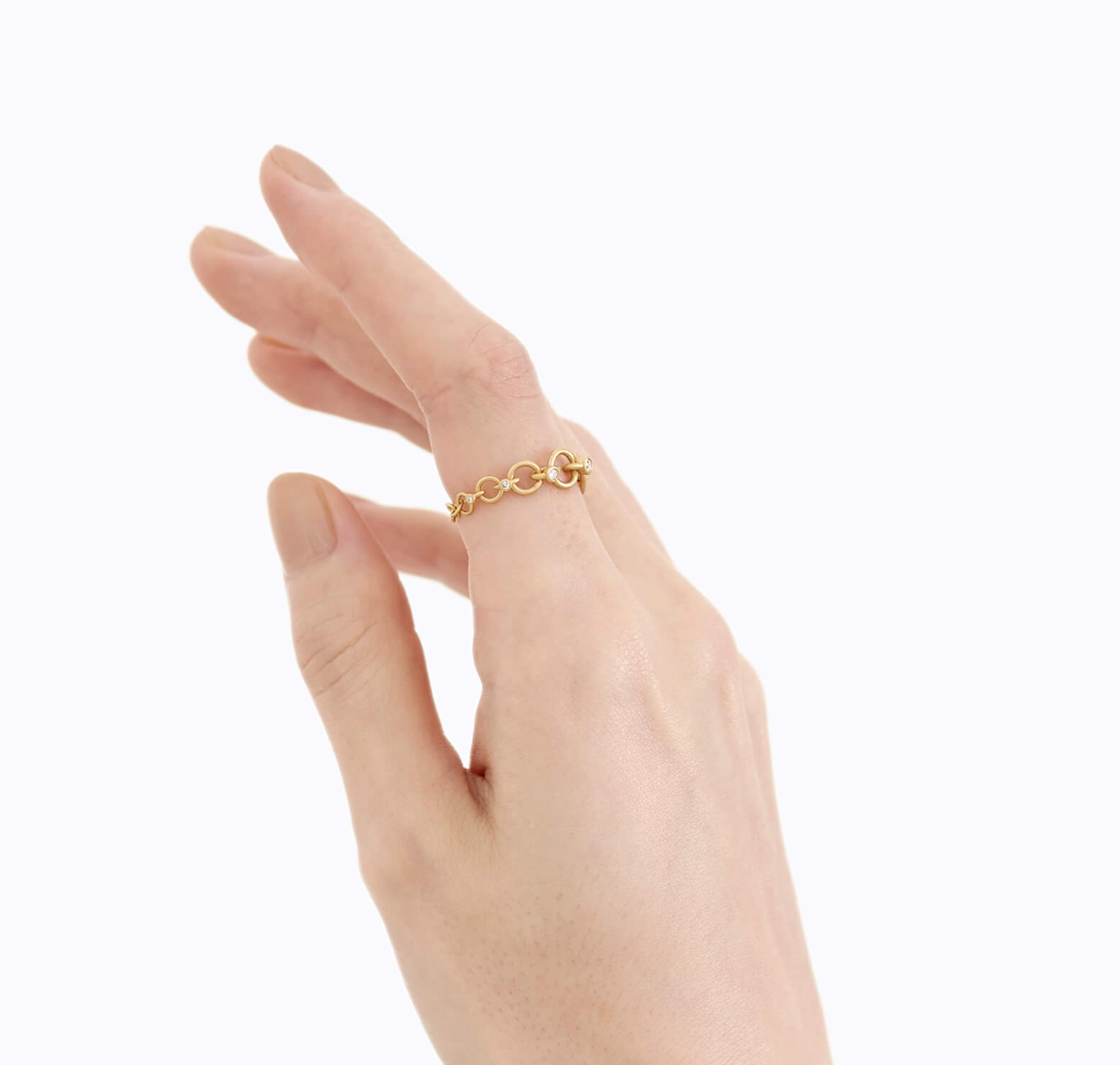 Yellow Gold and Diamond Link Ring 01