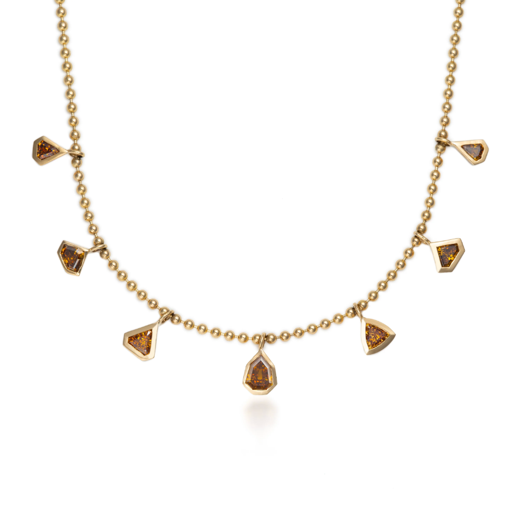 Multicolor Mixed Shaped Diamond Rani Necklace in Yellow Gold