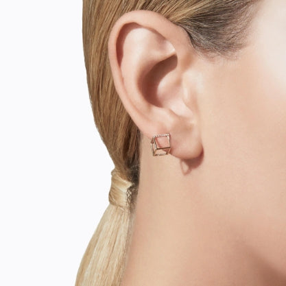 3D Two-Sided Pavè Diamond Square Earring 01 in Yellow Gold