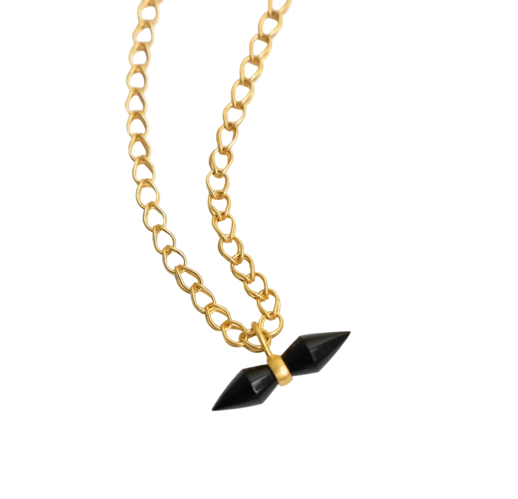 Onyx Seed Vessel Charm in Yellow Gold
