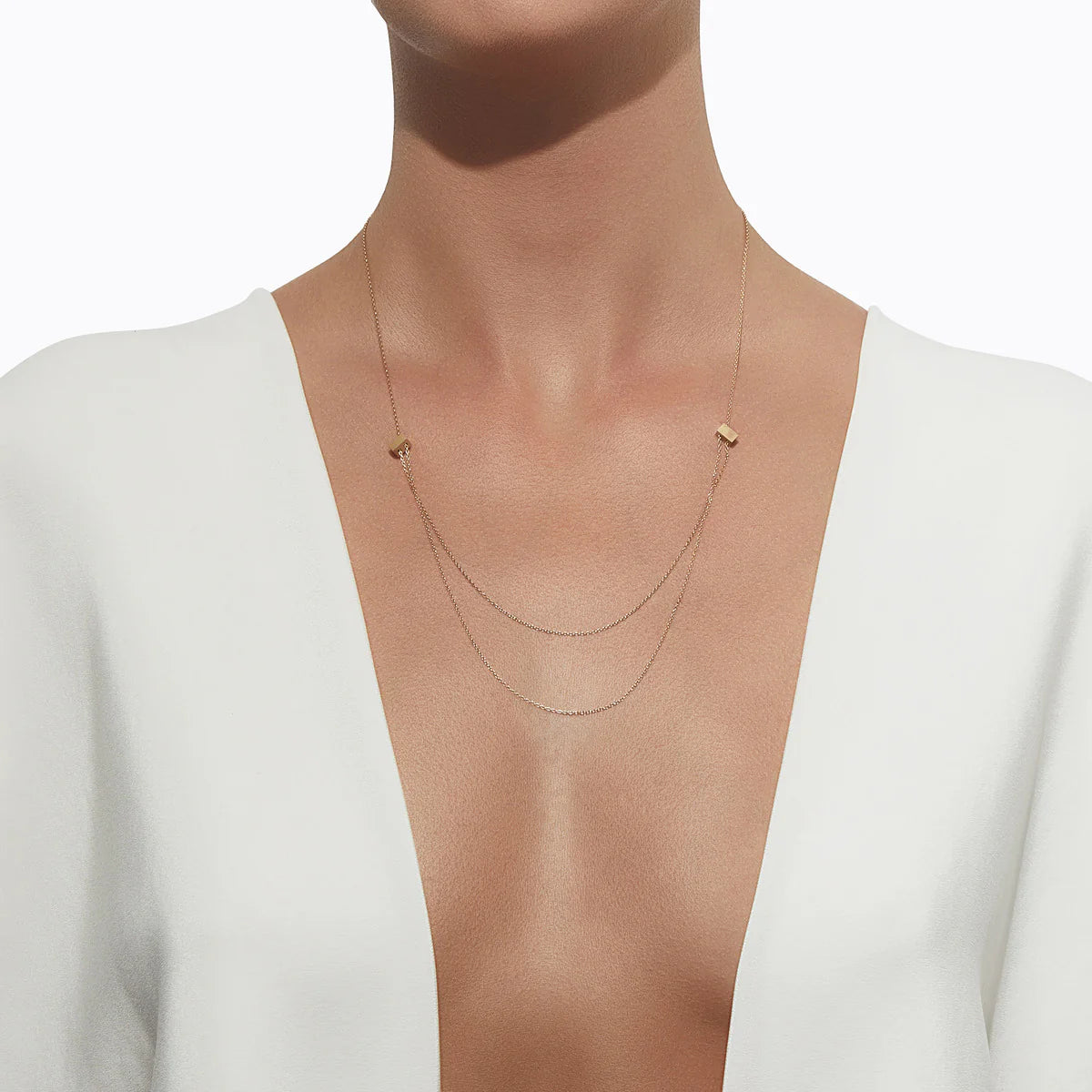 Adjustable Cube Necklace 01 in Yellow Gold