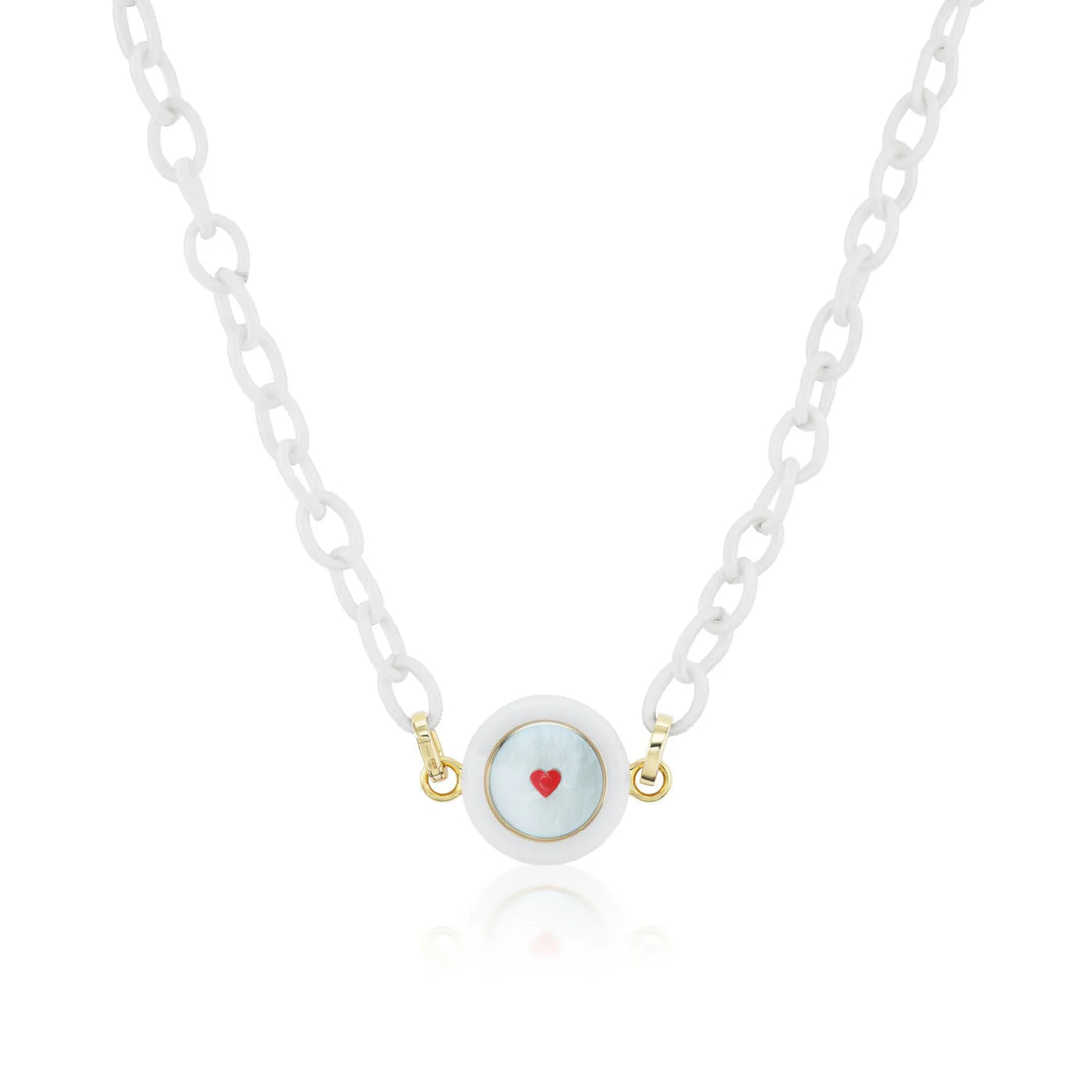 White Silk Thread Chain Necklace in Yellow Gold