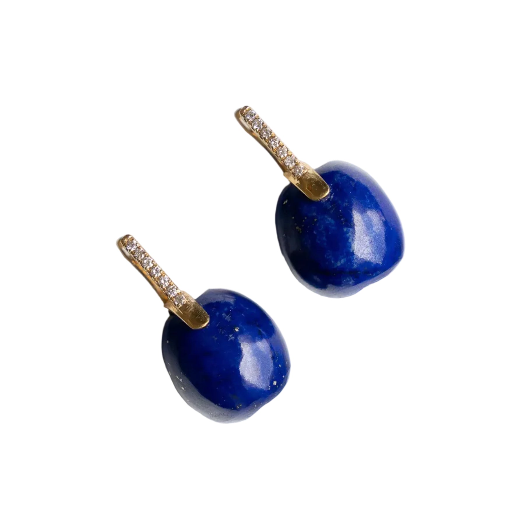 Lapis Snakefruit Tote Earrings in Yellow Gold