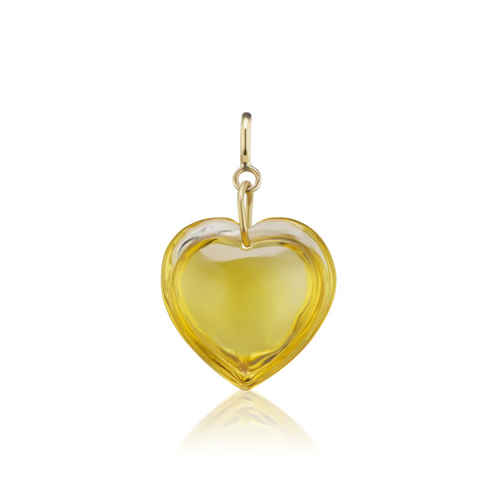 Citrine Cut Heart Charm