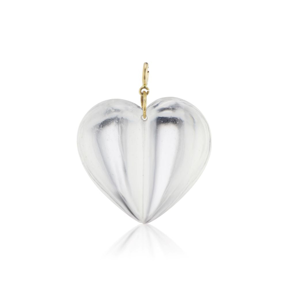 Extra Large Rock Crystal Split Heart Charm