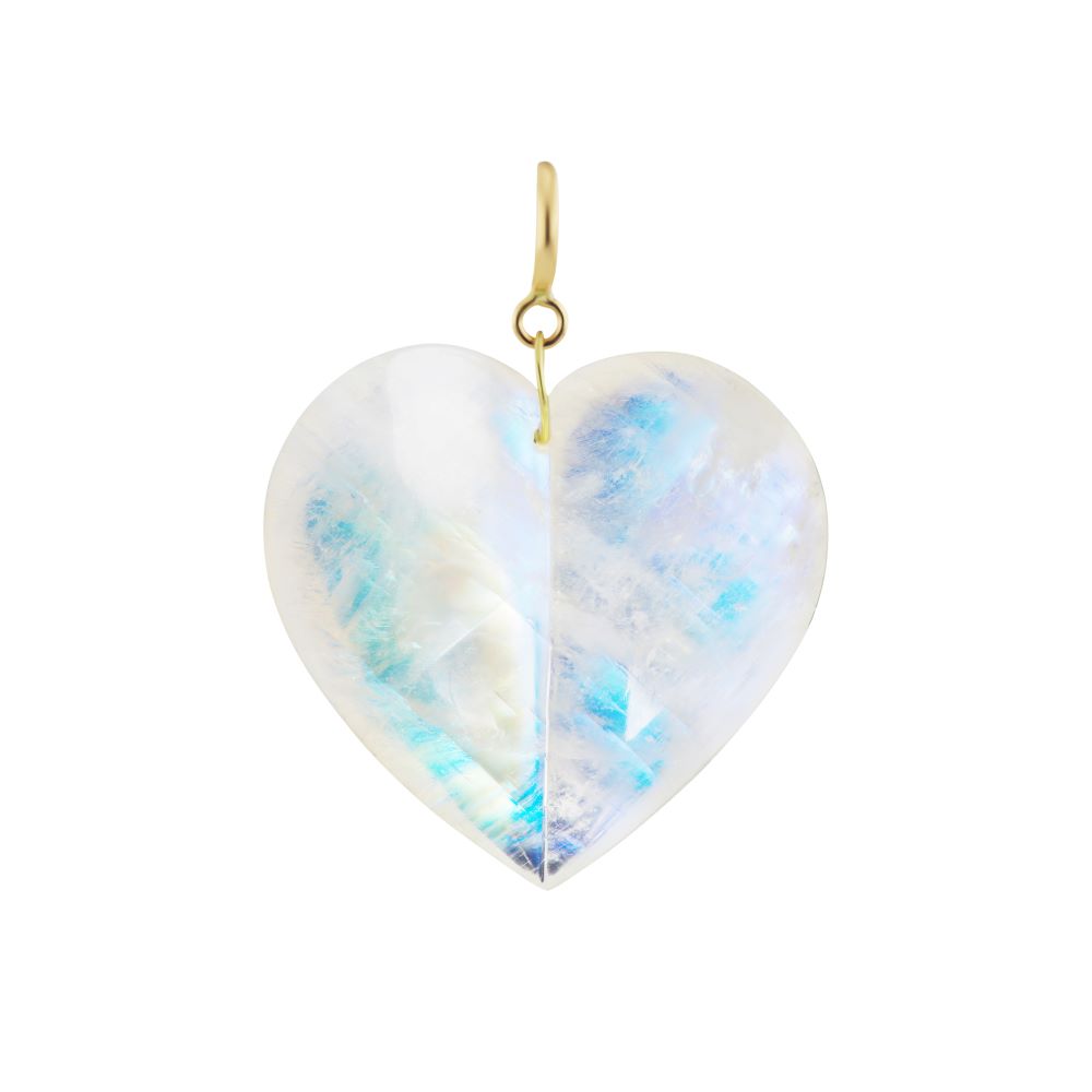 Extra Large Moonstone Split Heart Charm