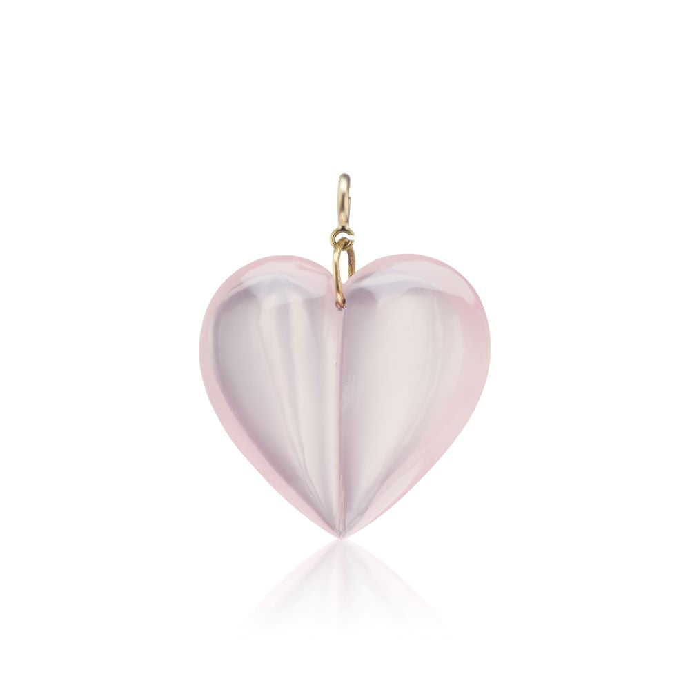 Extra Large Rose Quartz Split Heart Charm