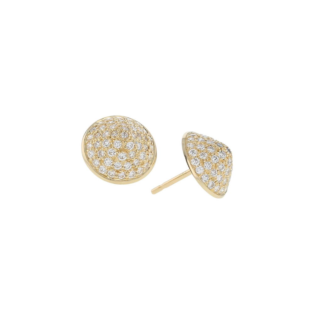 White Diamond Conical Shaped Stud Earrings in Yellow Gold