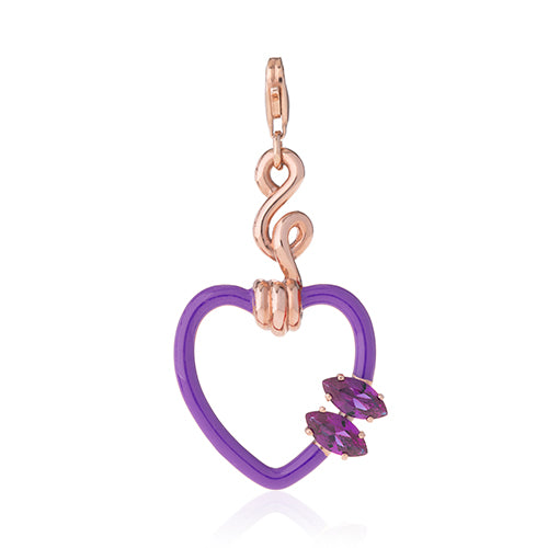 Purple Twisted Heart Charm with Amethyst
