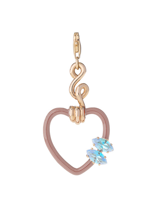 Taupe Twisted Topaz Heart Charm with Blue Topaz
