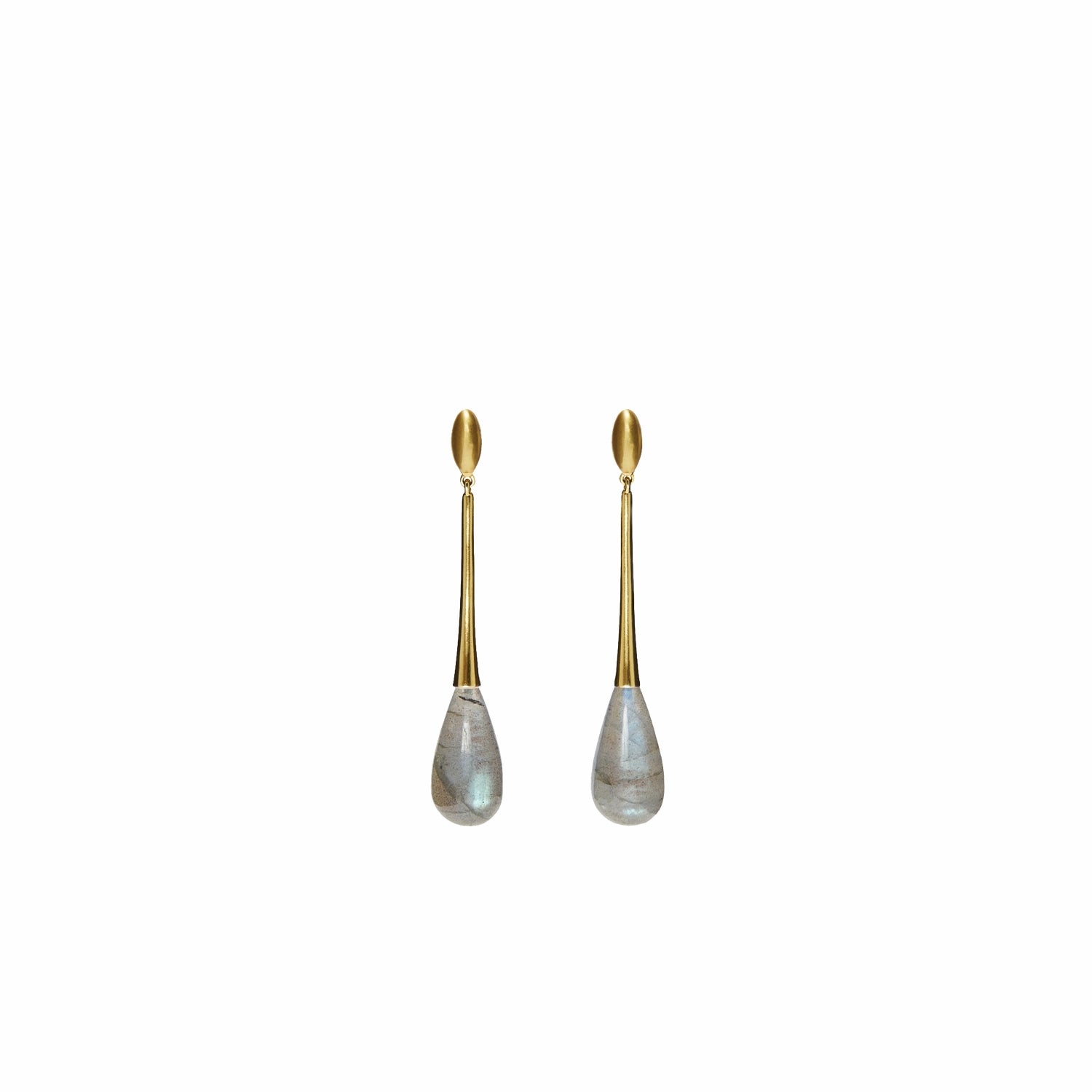 Labradorite Drop Earrings in Yellow Gold