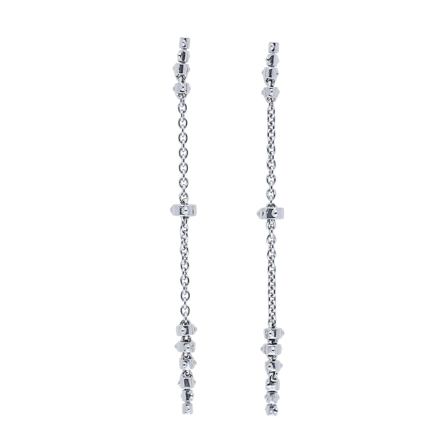 Jali Breeze Maxi Drop Chain Earrings in White Gold