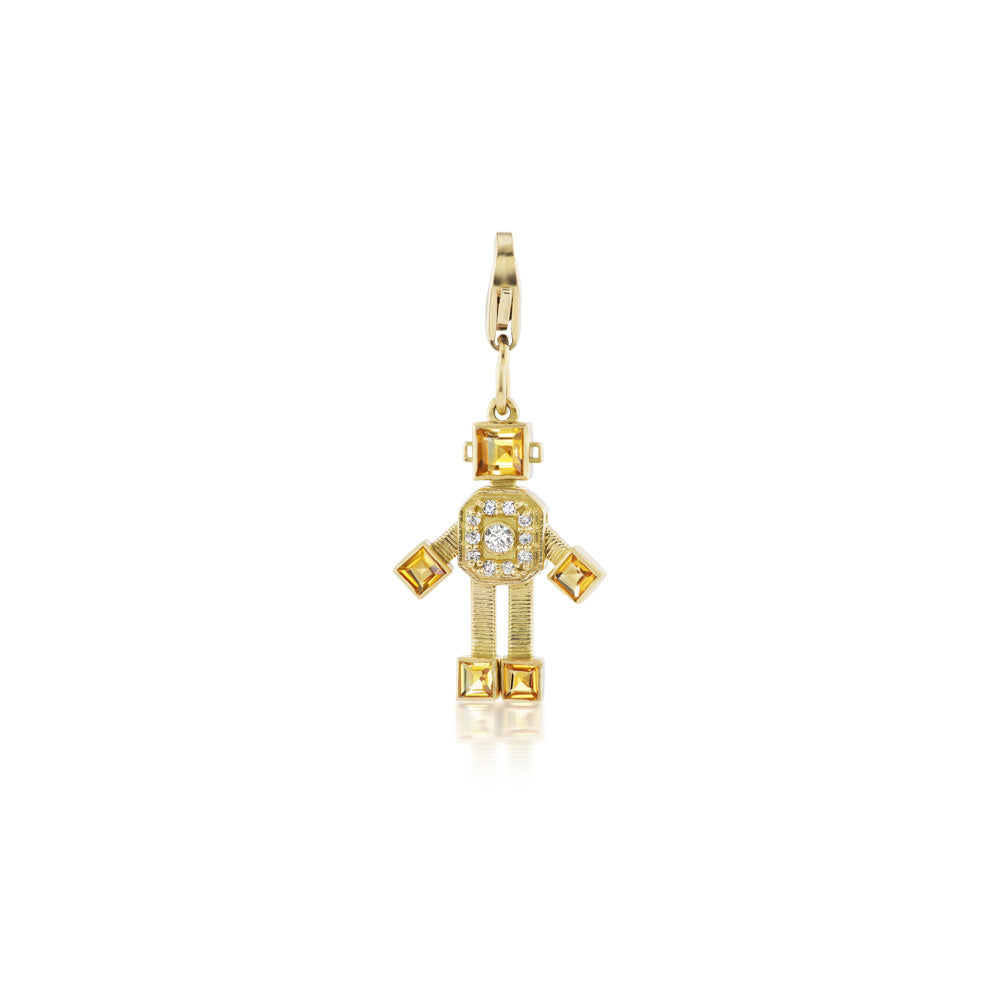 Citrine Robot Charm