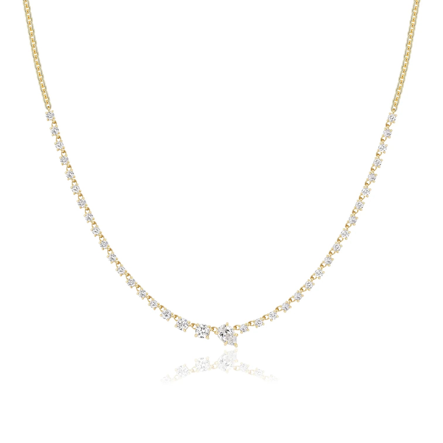 White Diamond Bias Tennis Necklace