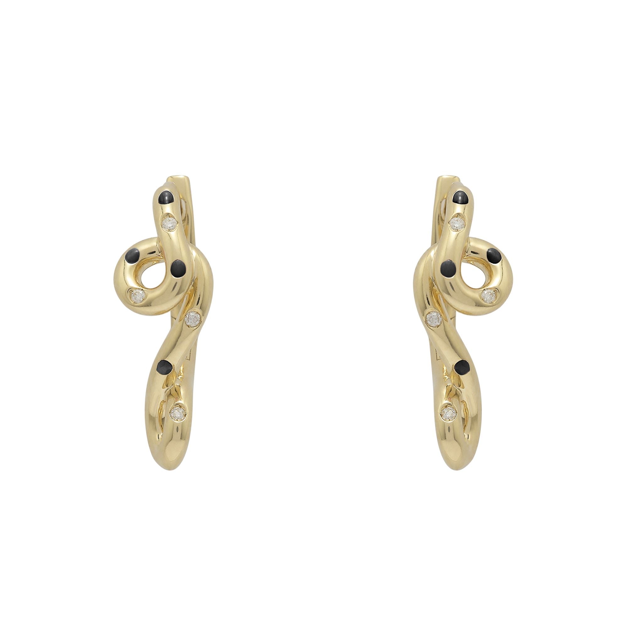 Black Double Wave Hoop Earrings