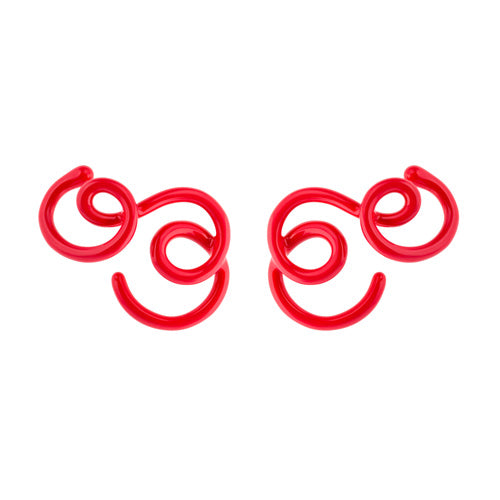 Long Wave Earrings in Raspberry Enamel