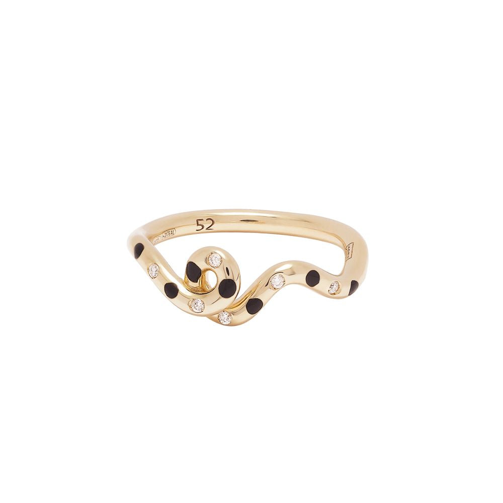 Diamond & Black Polka Dot Wave Ring