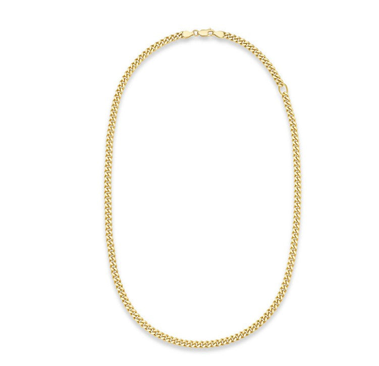 Curb Chain Necklace in Solid Yellow Gold