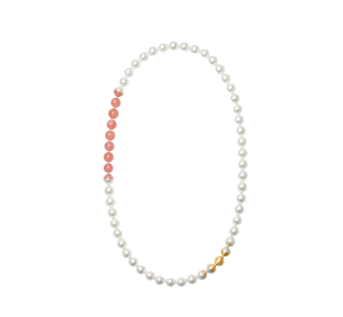 Akoya Pearl and Inca Rose Sectional Necklace in Yellow Gold
