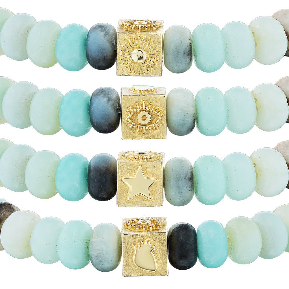 Amazonite Beaded Cube Bracelet - MUSE Shop